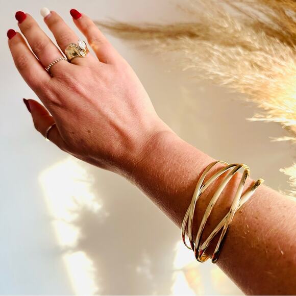NEW NORDSTROM REVOLVE Mix Multi Slim Band Twisted Bracelet Bangle Cuff Jewelry - Picture 1 of 16